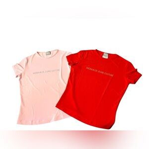 Versace Jeans Collection Rhinestone Red and Pink T-Shirts Sz S